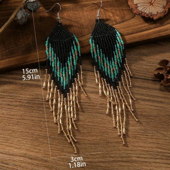 Bohemian Beaded Earrings ~ New - Picture 3 of 4